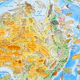 A map showing Australia and its wildlife, drawn by hand by artist cartographer Anton Thomas.